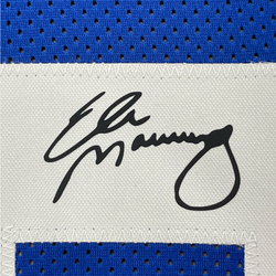 Framed Facsimile Autographed Eli Manning 35x39 New York Blue Reprint Laser Auto Football Jersey (ONLINE ORDER ONLY)