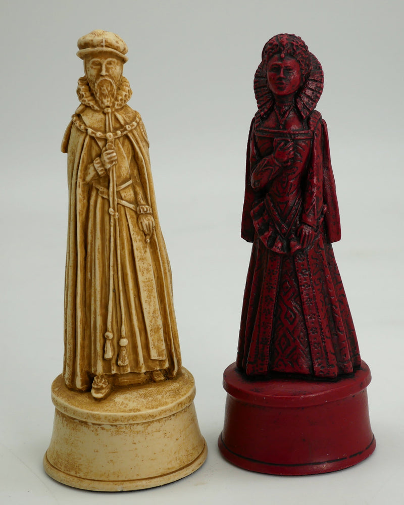 Chess Pieces - Resin - Stained Red & Ivory Elizabethan Chess Pieces - 5" (ONLINE ORDER ONLY)