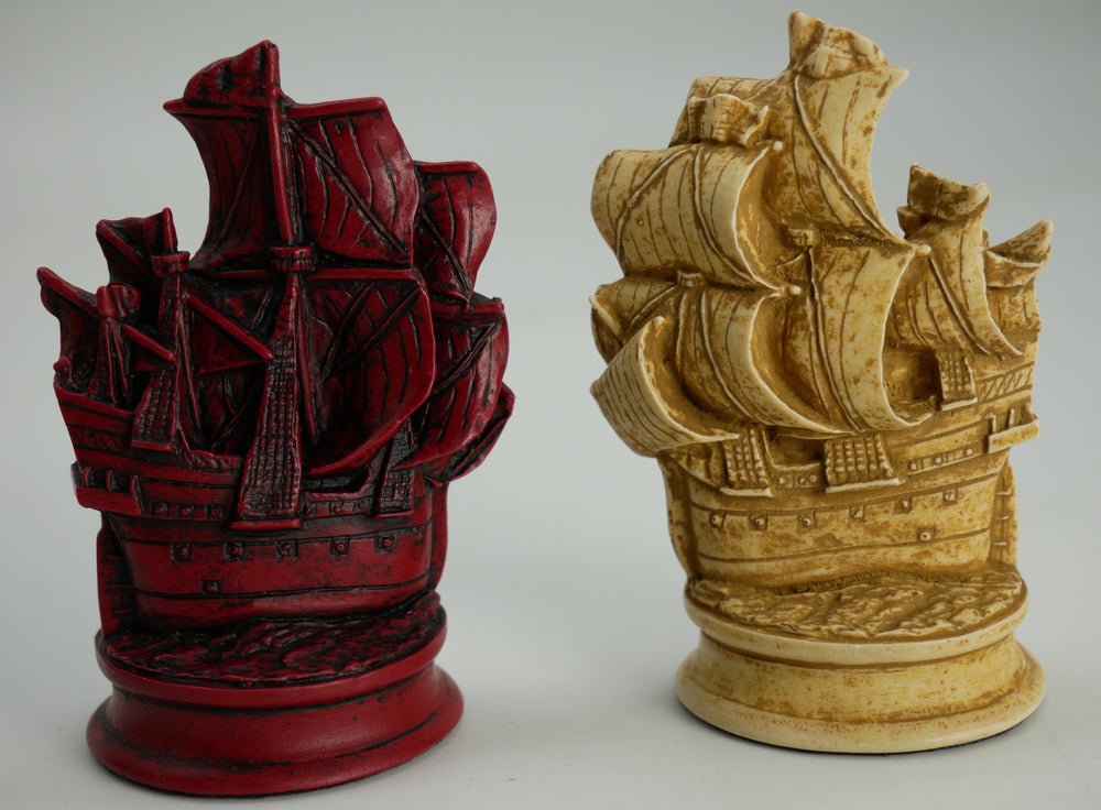 Chess Pieces - Resin - Stained Red & Ivory Elizabethan Chess Pieces - 5" (ONLINE ORDER ONLY)