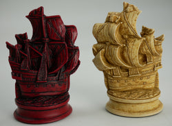 Chess Pieces - Resin - Stained Red & Ivory Elizabethan Chess Pieces - 5" (ONLINE ORDER ONLY)