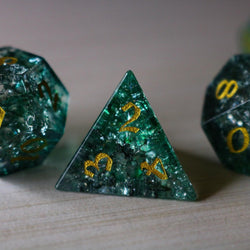 Elven Wood Green Forge Fire Glass DND Dice Set (ONLINE ORDER ONLY)