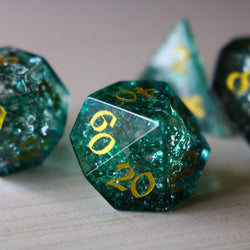 Elven Wood Green Forge Fire Glass DND Dice Set (ONLINE ORDER ONLY)