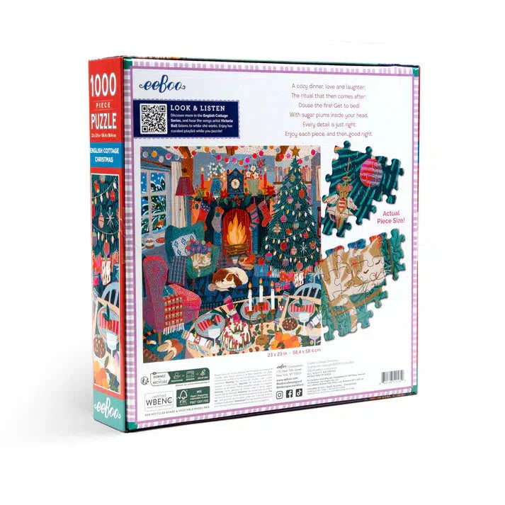 English Cottage Christmas 1000 Piece Jigsaw Puzzle eeBoo (ONLINE ORDER ONLY)