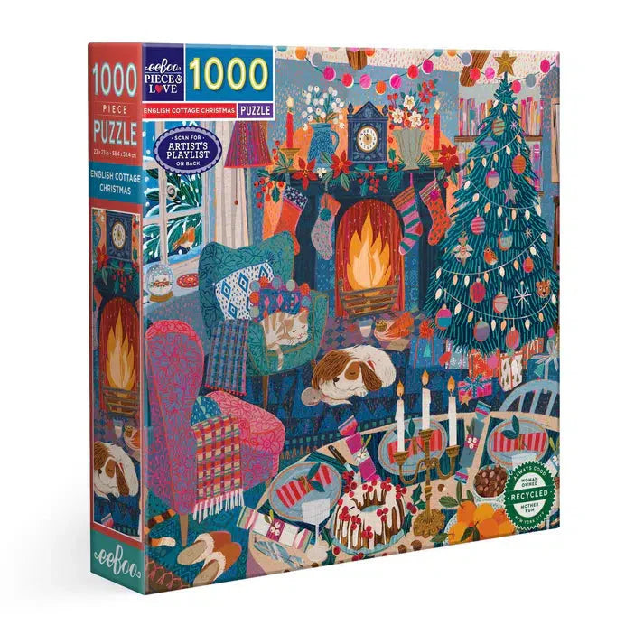 English Cottage Christmas 1000 Piece Jigsaw Puzzle eeBoo (ONLINE ORDER ONLY)