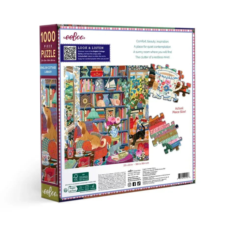 English Cottage Library 1000 Piece Jigsaw Puzzle eeBoo (ONLINE ORDER ONLY)