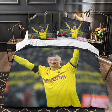 Erling Haaland Bedding Set Pattern Quilt Duvet Cover (Online Order Only)