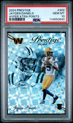 Graded 2024 Panini Prestige Jayden Daniels #302 Hyper Xtra Points Rookie RC Football Card PSA 10 Gem Mint (ONLINE ORDER ONLY)