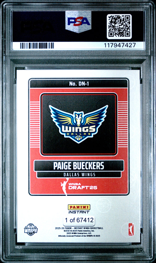 Graded 2025 Panini Instant Paige Bueckers #DN1 Draft Night Rookie RC Basketball Card PSA 10 Gem Mint (ONLINE ORDER ONLY)