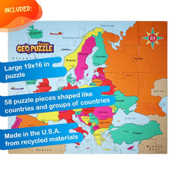 Europe GeoPuzzle 58 Piece Jigsaw Puzzle Geotoys (ONLINE ORDER ONLY)