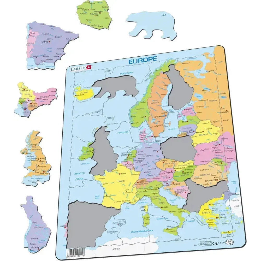 Europe Map 37 Piece Tray Jigsaw Puzzle Larsen