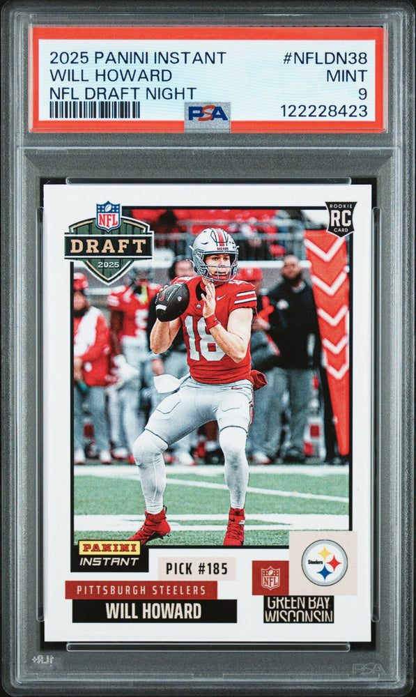 Graded 2025 Panini Instant Will Howard #NFLDN38 NFL Draft Night Rookie RC Football Card PSA 9 Mint (ONLINE ORDER ONLY)