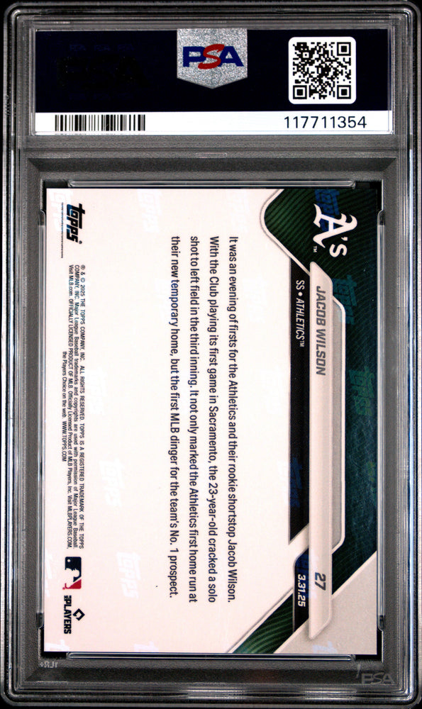 Graded 2025 Topps Now Jacob Wilson #27 Rookie RC Baseball Card PSA 10 Gem Mint (ONLINE ORDER ONLY)