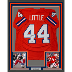 Framed Facsimile Autographed Floyd Little 35x39 Denver Orange Reprint Laser Auto Football Jersey (ONLINE ORDER ONLY)