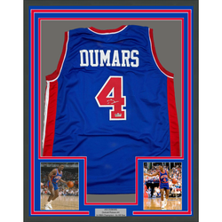 Framed Facsimile Autographed Joe Dumars 35x39 Detroit Blue Reprint Laser Auto Basketball Jersey (ONLINE ORDER ONLY)