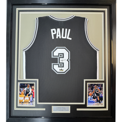 Framed Facsimile Autographed Chris Paul 35x39  San Antonio Black Reprint Laser Auto Basketball Jersey (ONLINE ORDER ONLY)