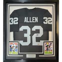 Framed Facsimile Autographed Marcus Allen 35x39 Oakland Las Vegas Black Reprint Laser Auto Football Jersey (ONLINE ORDER ONLY)