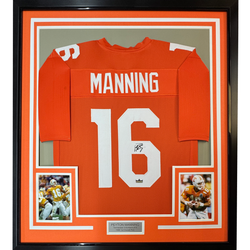 Framed Facsimile Autographed Peyton Manning 35x39 Tennessee Orange Reprint Laser Auto College Football Jersey Size Men's XL (ONLINE ORDER ONLY)