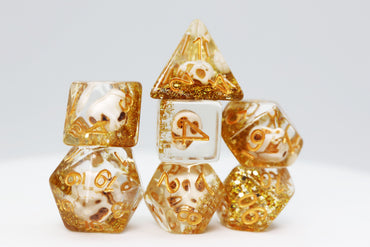 Skull and Gold Glitter RPG Dice Set (ONLINE ORDER ONLY)