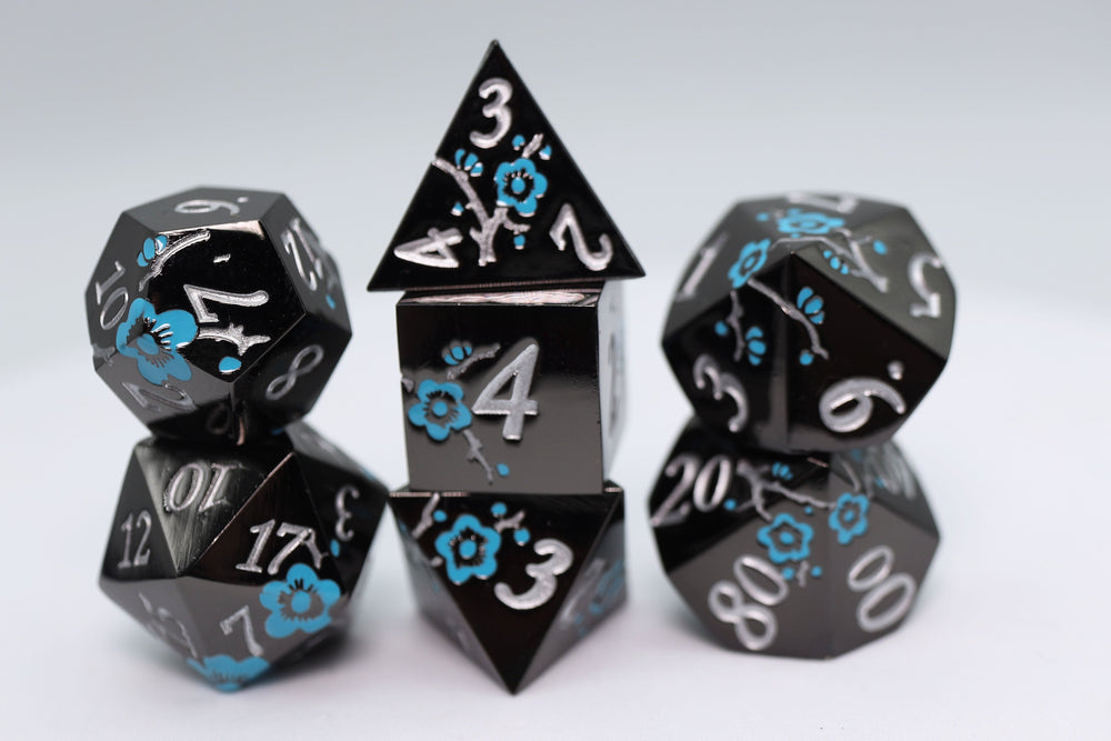 Metallic Bouquet: Dark Blue Pimpernel - Metal RPG Dice Set (ONLINE ORDER ONLY)