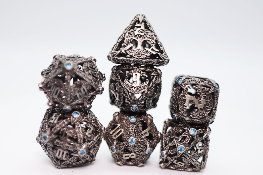Trees of Virtue: Tree of Perseverance - Hollow Metal RPG Dice Set (ONLINE ORDER ONLY)