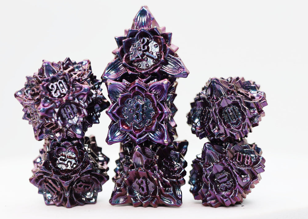 Floral Starburst: Burnt Nightshade - Metal RPG Dice Set (ONLINE ORDER ONLY)