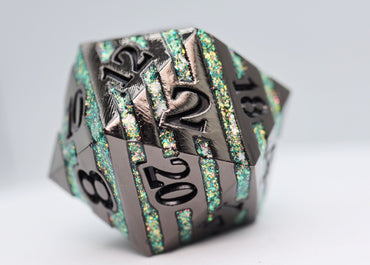 35mm Metal D20 - Black with Green Mica (ONLINE ORDER ONLY)