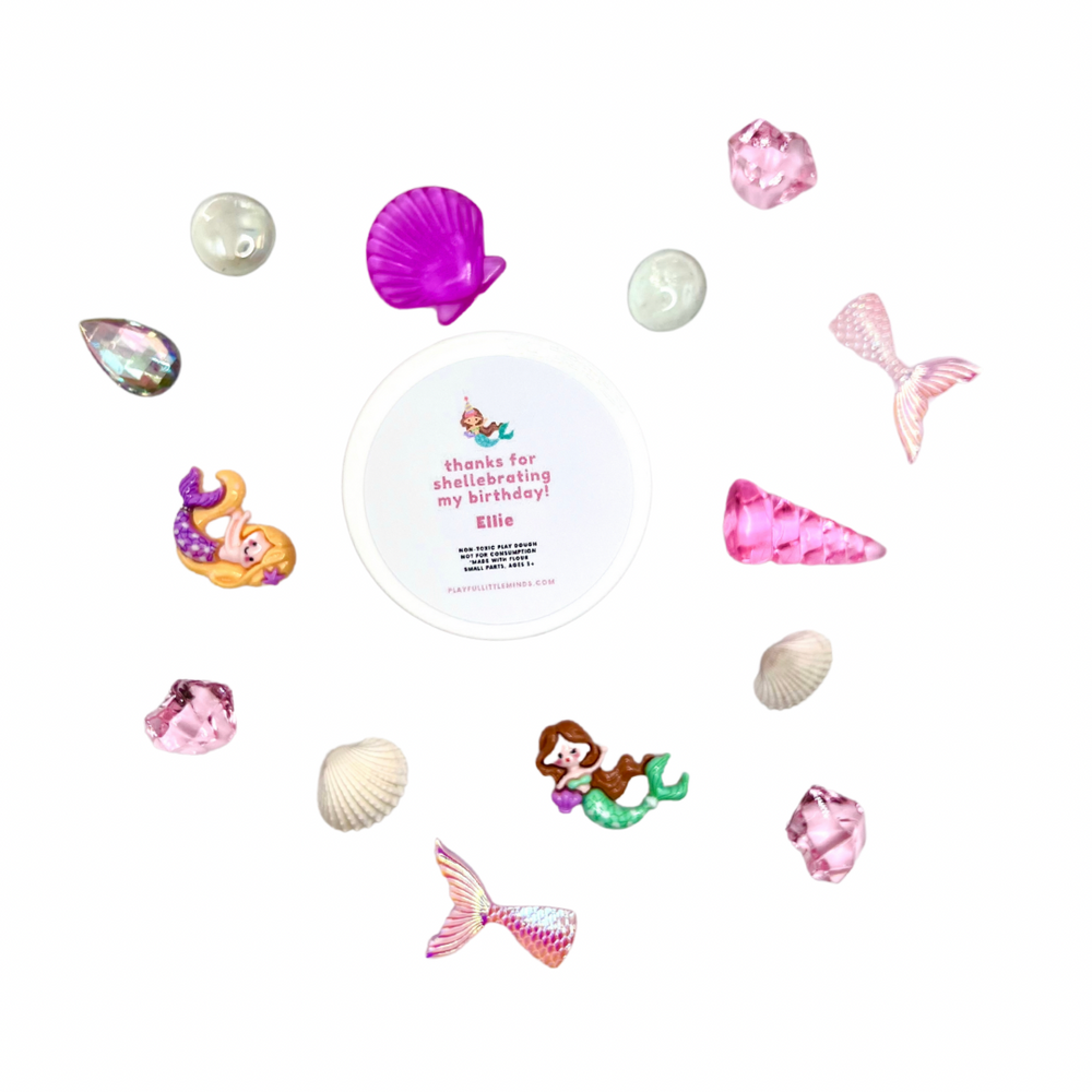 Custom Mermaid Play Dough Favors for Birthday Party Goodie Bags (ONLINE ORDER ONLY)