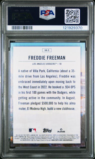 Graded 2023 Topps Home Field Advantage Freddie Freeman #HA9 Baseball Card PSA 9 Mint (ONLINE ORDER ONLY)