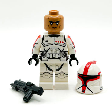 Custom Commander Clone Trooper (Red, Phase 1) Minifig made using LEGO parts  - B3 Customs (Online Order Only)