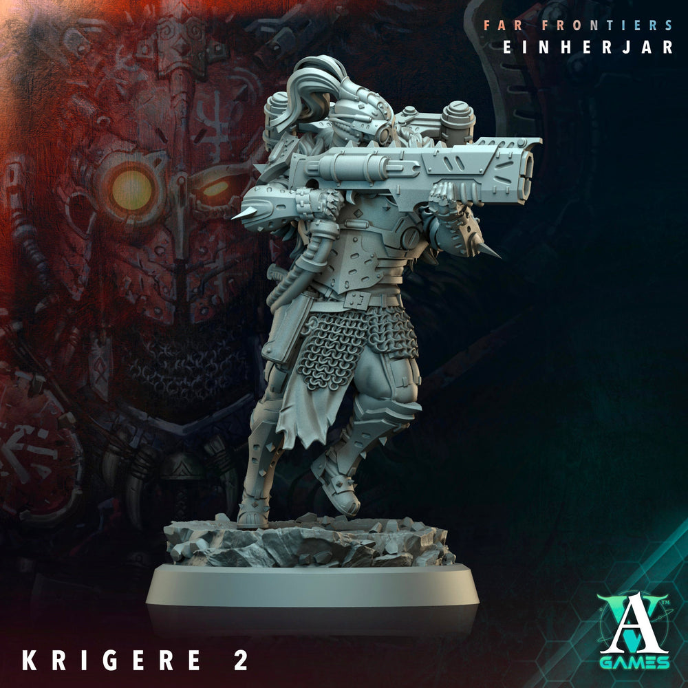 3D Printed Archvillain Games Krigere Far Frontiers Einherjar 28 32mm D&D (Online Only)