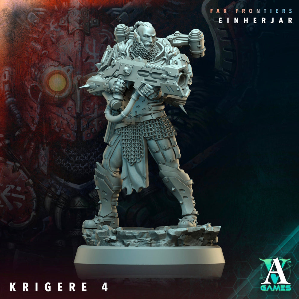 3D Printed Archvillain Games Krigere Far Frontiers Einherjar 28 32mm D&D (Online Only)