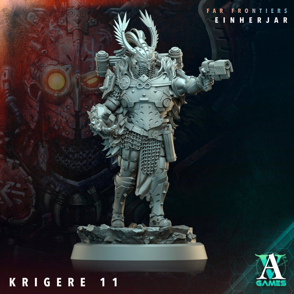 3D Printed Archvillain Games Krigere Far Frontiers Einherjar 28 32mm D&D (Online Only)