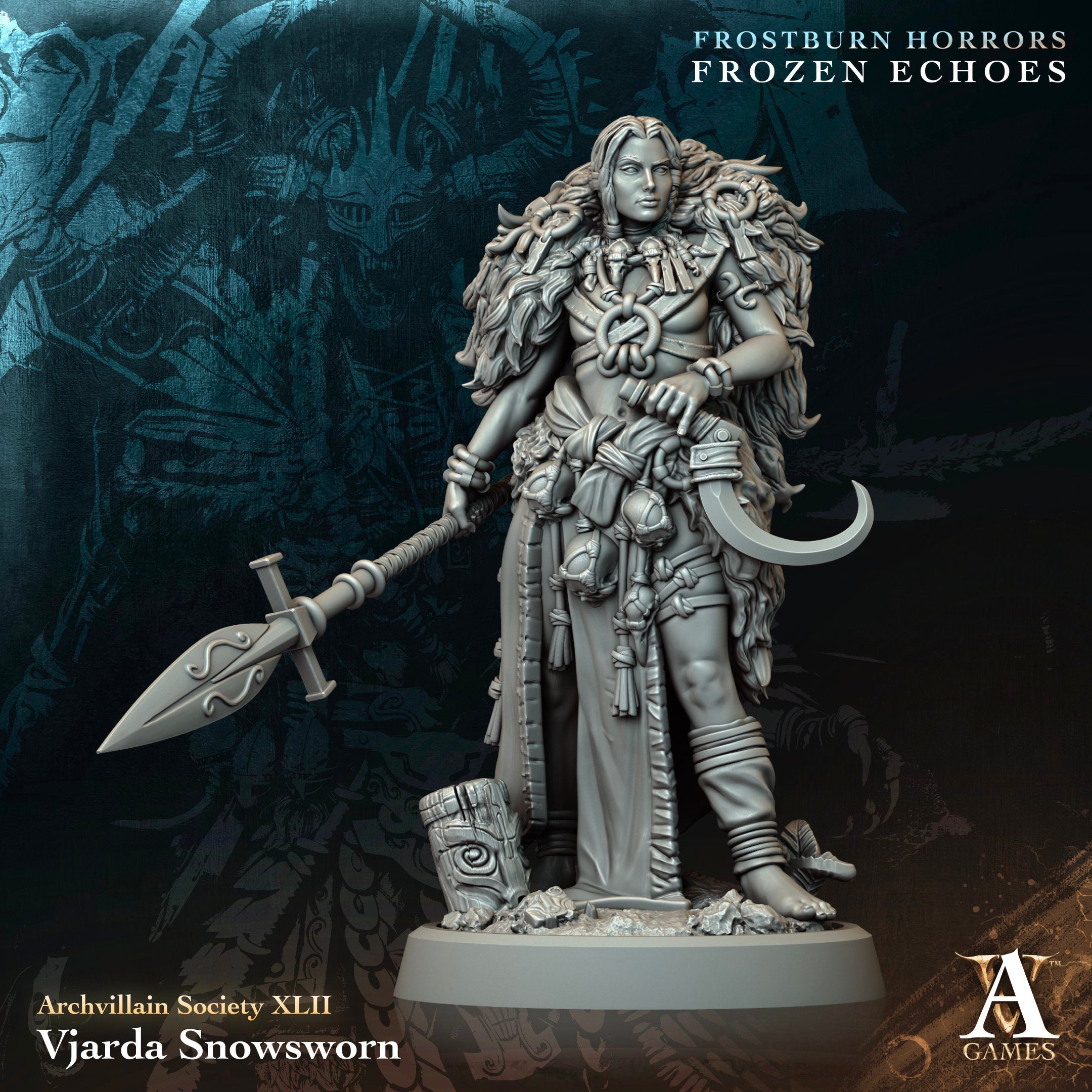 3D Printed Archvillain Games Vjarda Snowsworn Archvillain Society Vol XLII 28 32mm D&D (Online Only)