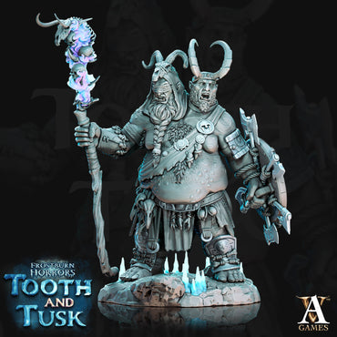 3D Printed Archvillain Games Frostburn Horrors Tooth and Tusk Jugar - Twicefrozen - Mountain Ettin 28mm 32mm D&D (Online Only)