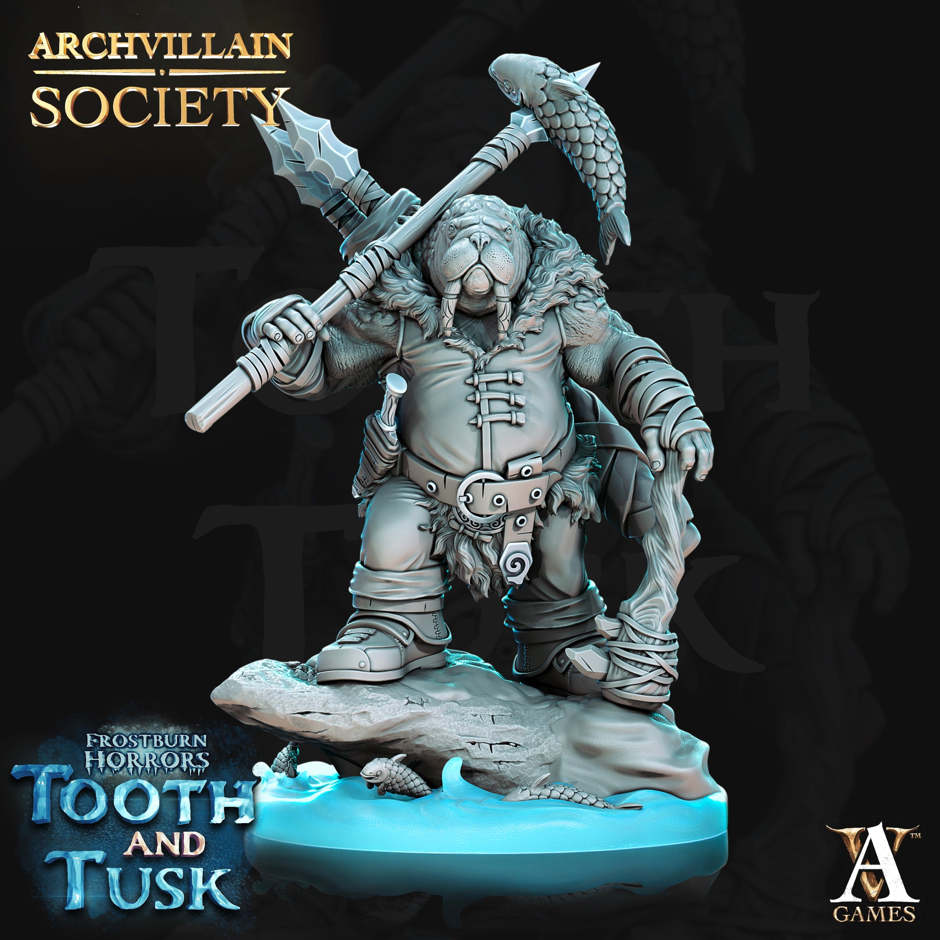 3D Printed Archvillain Games Archvillain Society Vol. VI  Phinn - Walrus Whaler 28mm 32mm D&D (Online Only)