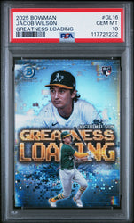 Graded 2025 Topps Bowman Jacob Wilson #GL16 Greatness Loading Rookie RC Baseball Card PSA 10 Gem Mint (ONLINE ORDER ONLY)