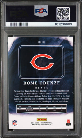 Graded 2024 Panini Origins Rome Odunze #105 Rookie RC Football Card PSA 10 Gem Mint (ONLINE ORDER ONLY)
