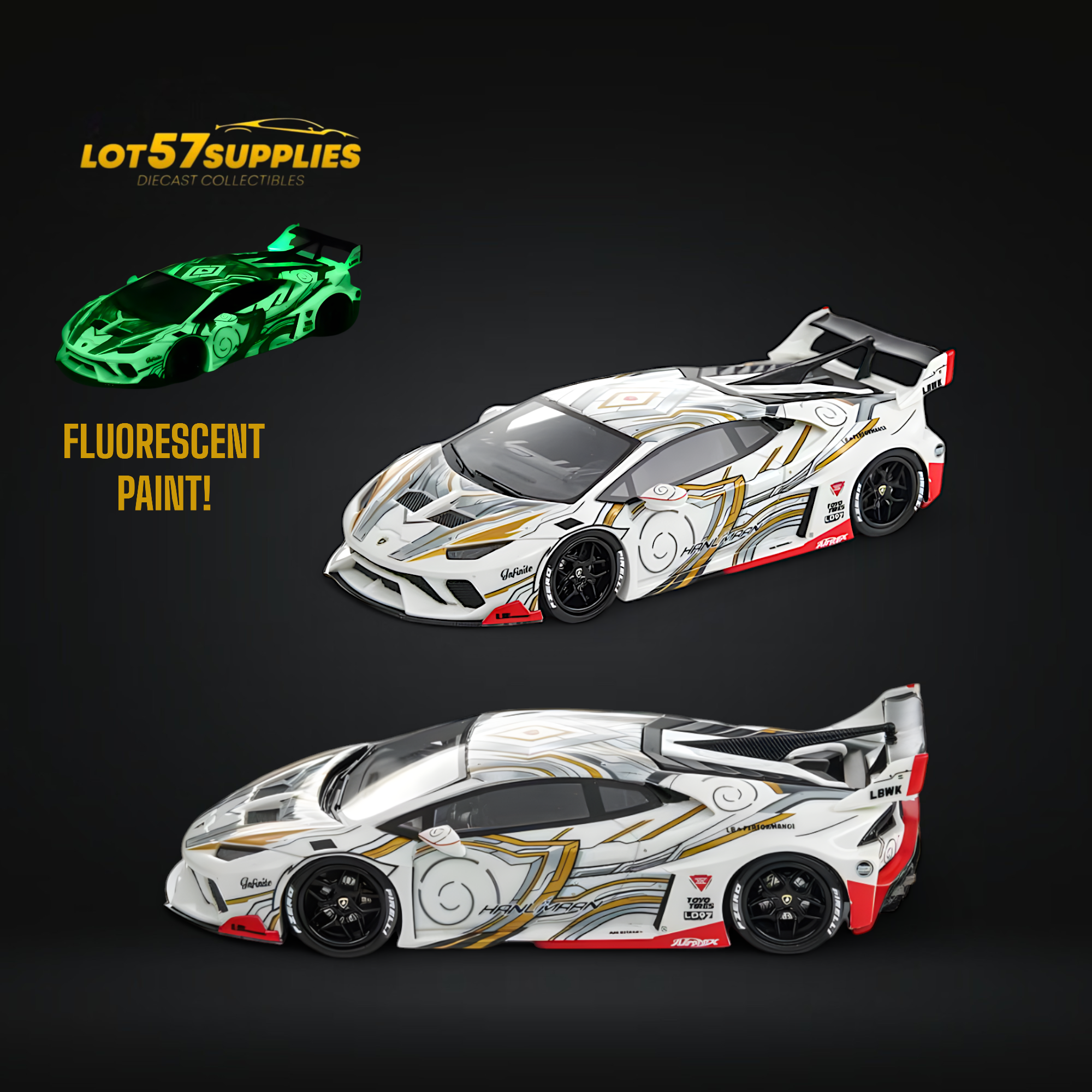 Flame Lamborghini Huracan GT LP610 White Gray Luminous 1:64 (ONLINE ORDER ONLY)