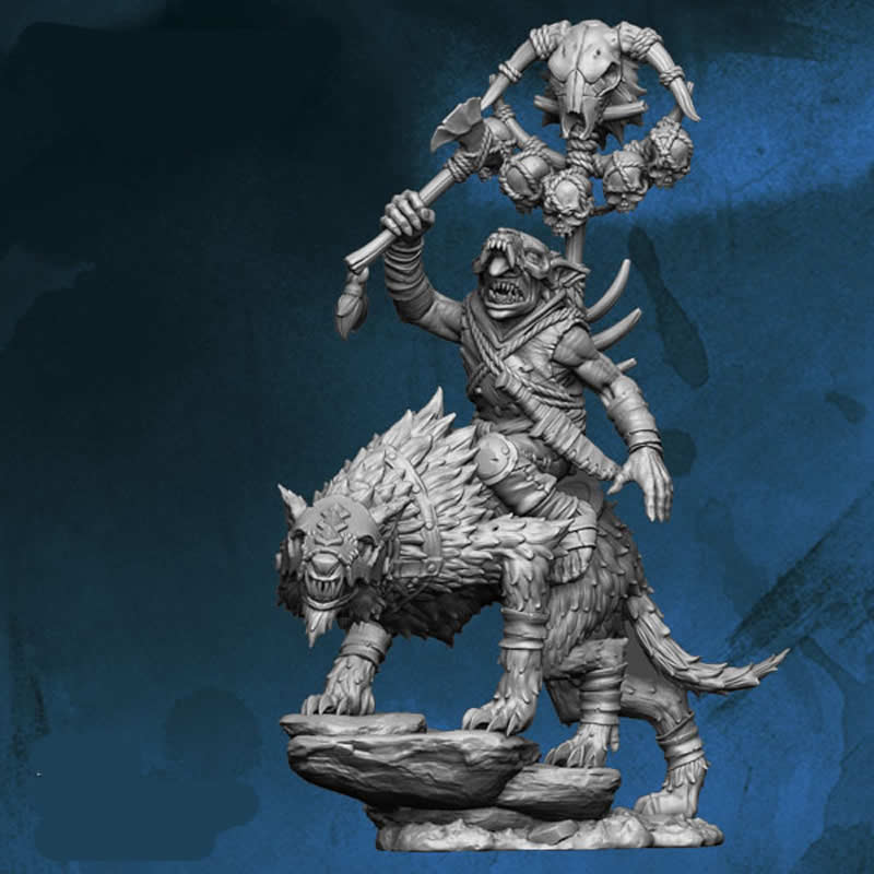 FLM28033 Goblin Standard Bearer on Warg Figure Kit 28mm Heroic Scale Miniature Unpainted (ONLINE ORDER ONLY)