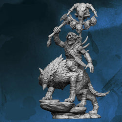 FLM28033 Goblin Standard Bearer on Warg Figure Kit 28mm Heroic Scale Miniature Unpainted (ONLINE ORDER ONLY)