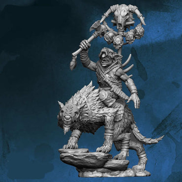 FLM28033 Goblin Standard Bearer on Warg Figure Kit 28mm Heroic Scale Miniature Unpainted (ONLINE ORDER ONLY)