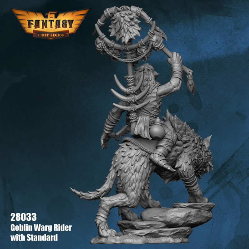FLM28033 Goblin Standard Bearer on Warg Figure Kit 28mm Heroic Scale Miniature Unpainted (ONLINE ORDER ONLY)