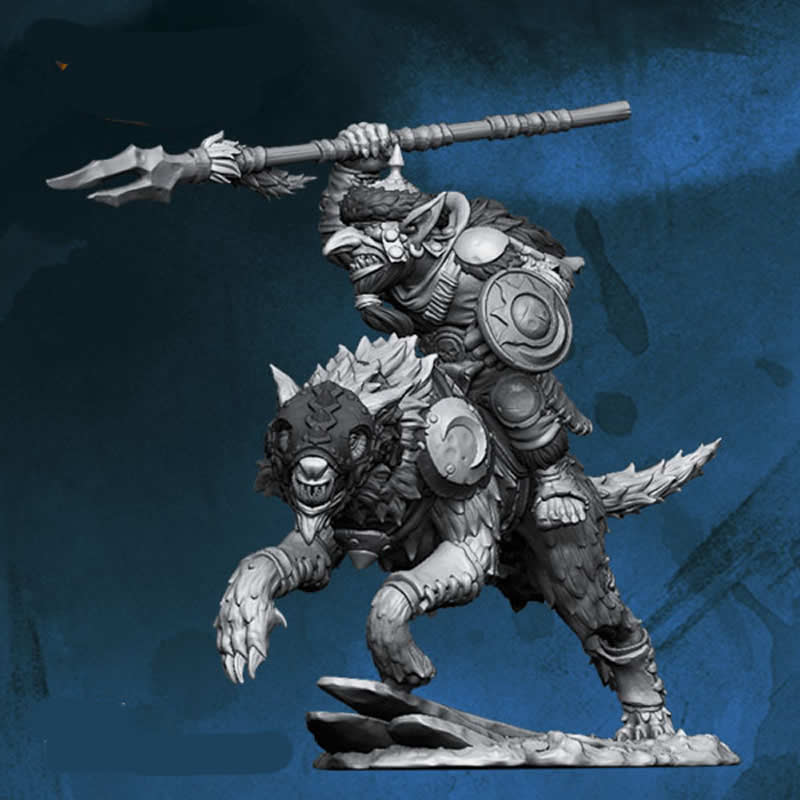 FLM28034 Goblin Leader On Warg with Spear or Sword Figure Kit 28mm Heroic Scale Miniature Unpainted (ONLINE ORDER ONLY)