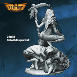 FLM28035 Girl with Dragon Skull Figure Kit 28mm Heroic Scale Miniature Unpainted (ONLINE ORDER ONLY)
