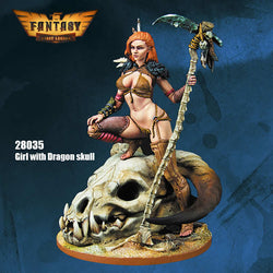 FLM28035 Girl with Dragon Skull Figure Kit 28mm Heroic Scale Miniature Unpainted (ONLINE ORDER ONLY)