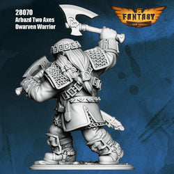 FLM28070 Arbazd Two Axes Dwarven Warrior Figure Kit 28mm Heroic Scale Miniature Unpainted (ONLINE ORDER ONLY)
