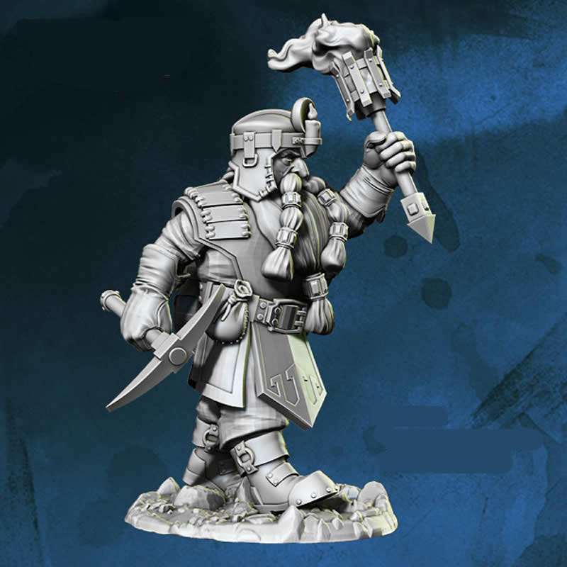 FLM28075 Hikarr Giants Bane Dwarven Miner Figure Kit 28mm Heroic Scale Miniature Unpainted (ONLINE ORDER ONLY)