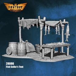 FLM28086 Fish Seller and Sellers Tent Figure Kit 28mm Heroic Scale Miniature Unpainted (ONLINE ORDER ONLY)
