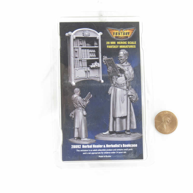 FLM28092 Herbal Healer with Bookcase Figure Kit 28mm Heroic Scale Miniature Unpainted (ONLINE ORDER ONLY)