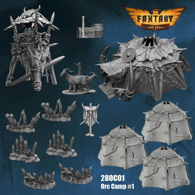FLM28OC01 Orc Camp Accessories Kit 28mm Heroic Scale Miniature Unpainted (ONLINE ORDER ONLY)